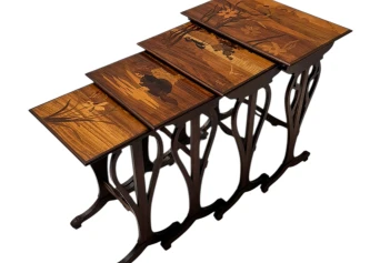 Art Nouveau Set of Four Nesting Tables by Emile Galle Nancy France, 1900s